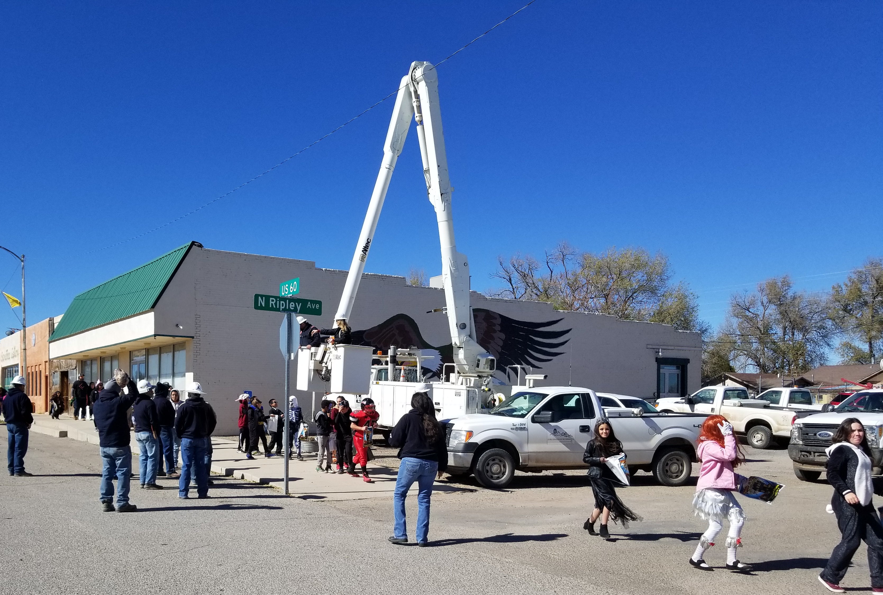 Bucket Truck in Mountainair Halloween Parade